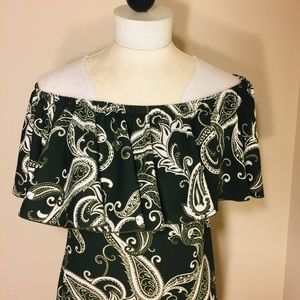 LuLaRoe- Cici Dress- Dark Green/White-XS  …